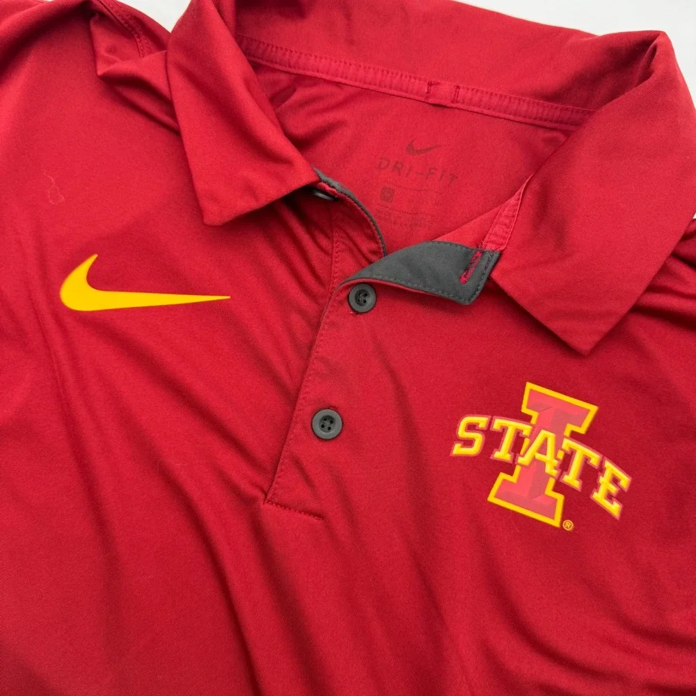 Nike Iowa State Cyclones Dri-FIT Polo Shirt Mens‎ Medium Red Grey ISU NCAA